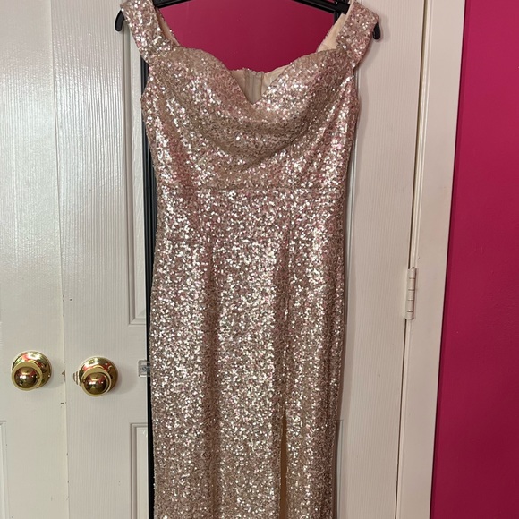 Women's sexy wine satin/duchess off shoulder slit prom gown,DS4751